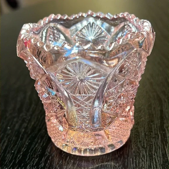 Vintage Imperial Glass Octagon Pink Carnival Glass Toothpick Holder - Picture 3 of 9